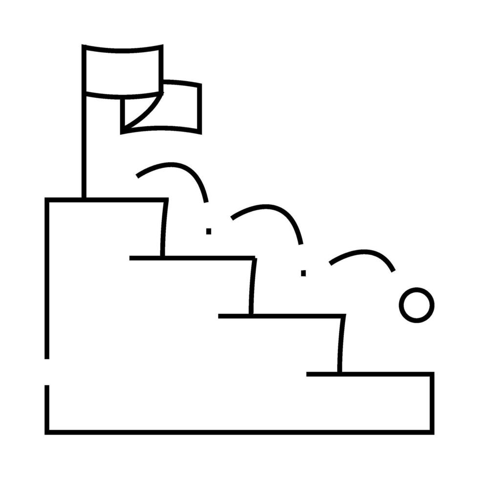 ball falling on stairs line icon illustration vector