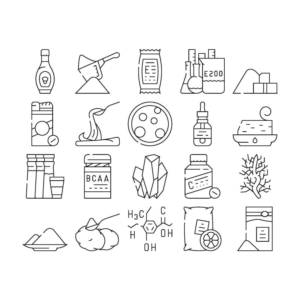 Food Additives Formula Collection Icons Set vector