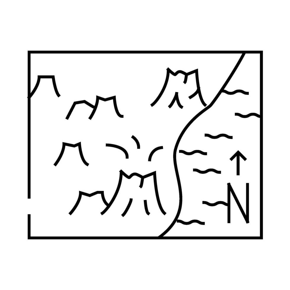 volcano map line icon illustration black vector