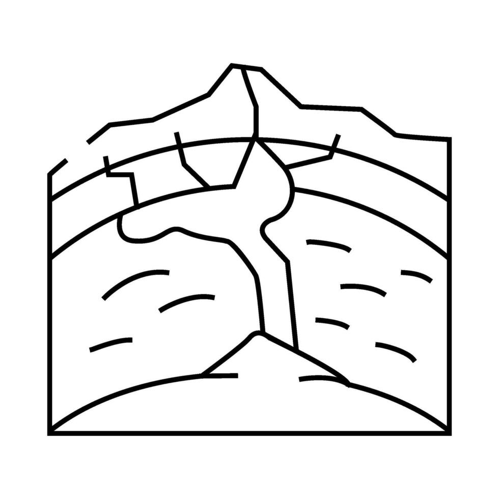 volcano formation process line icon illustration vector