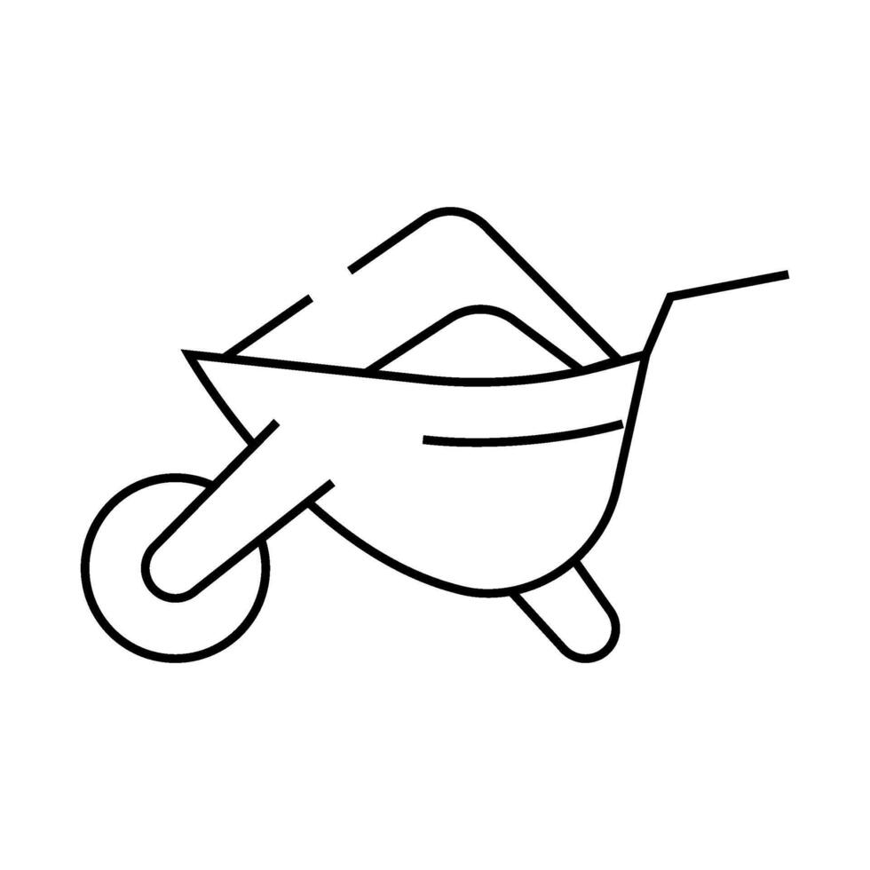 wheelbarrow with compost line icon illustration vector