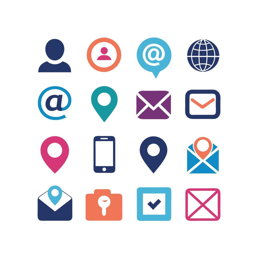 Contact Icon Set Collection Illustration vector