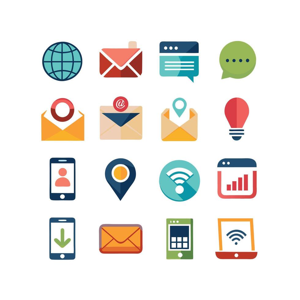 Contact Icon Set Collection Illustration vector