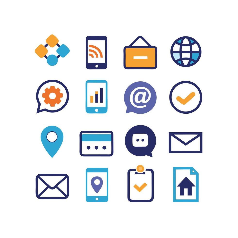Contact Icon Set Collection Illustration vector