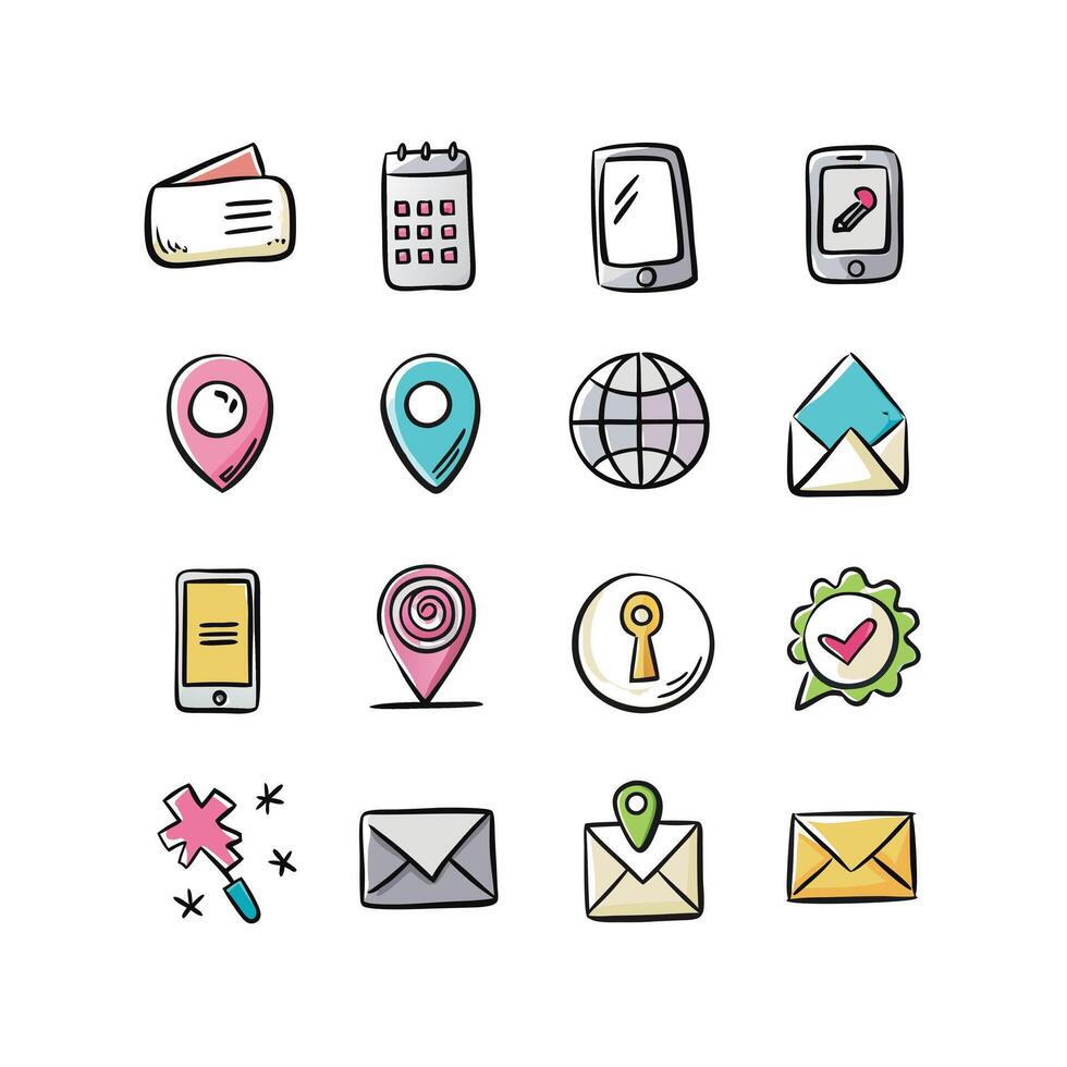 Contact Icon Set Collection Illustration vector