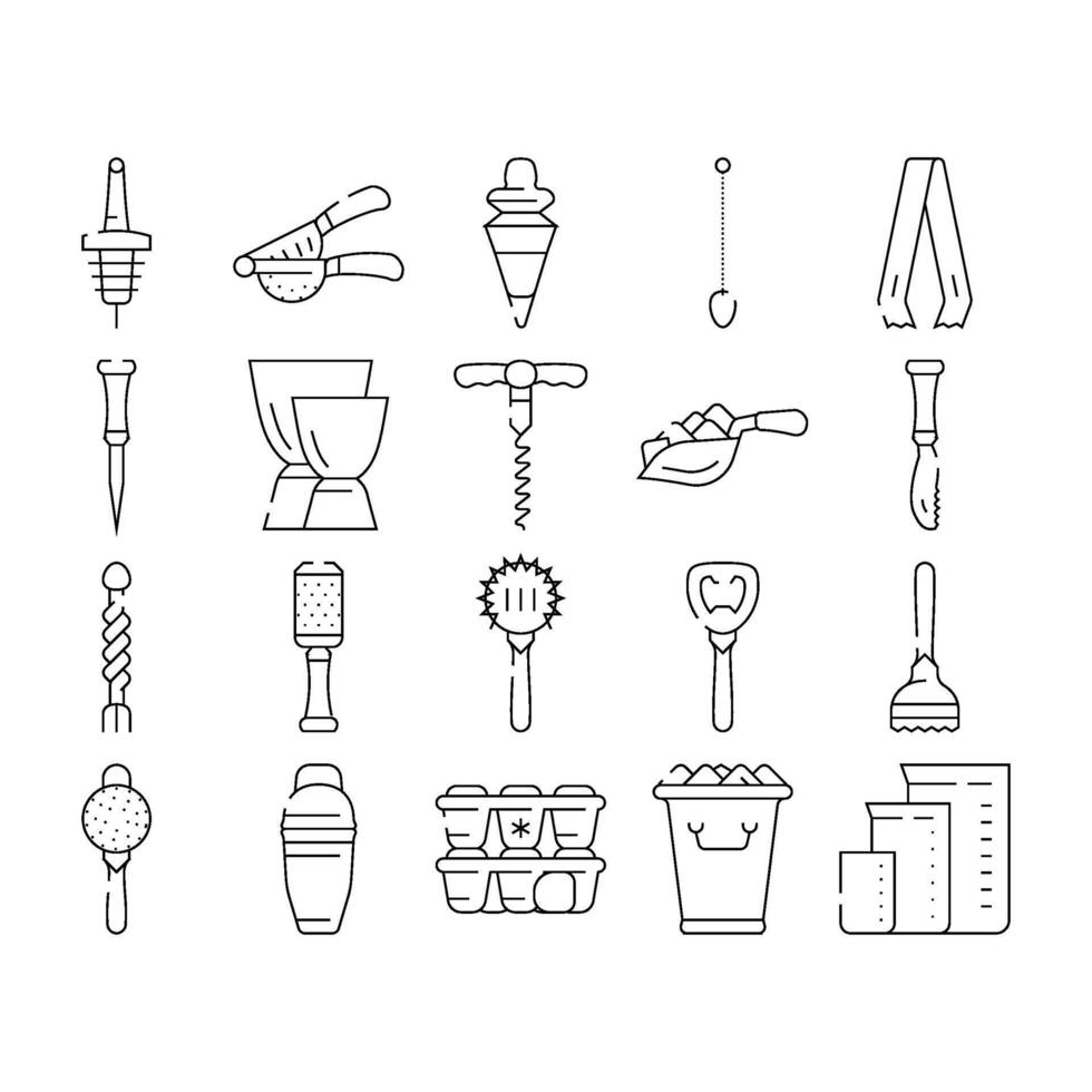 Bartender Accessory Collection Icons Set vector