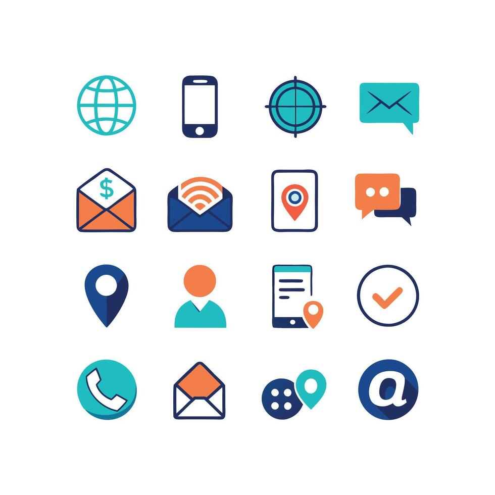 Contact Icon Set Collection Illustration vector