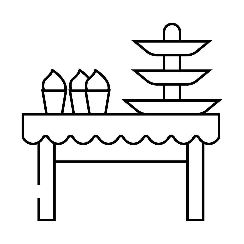 dessert table buffet line icon illustration vector