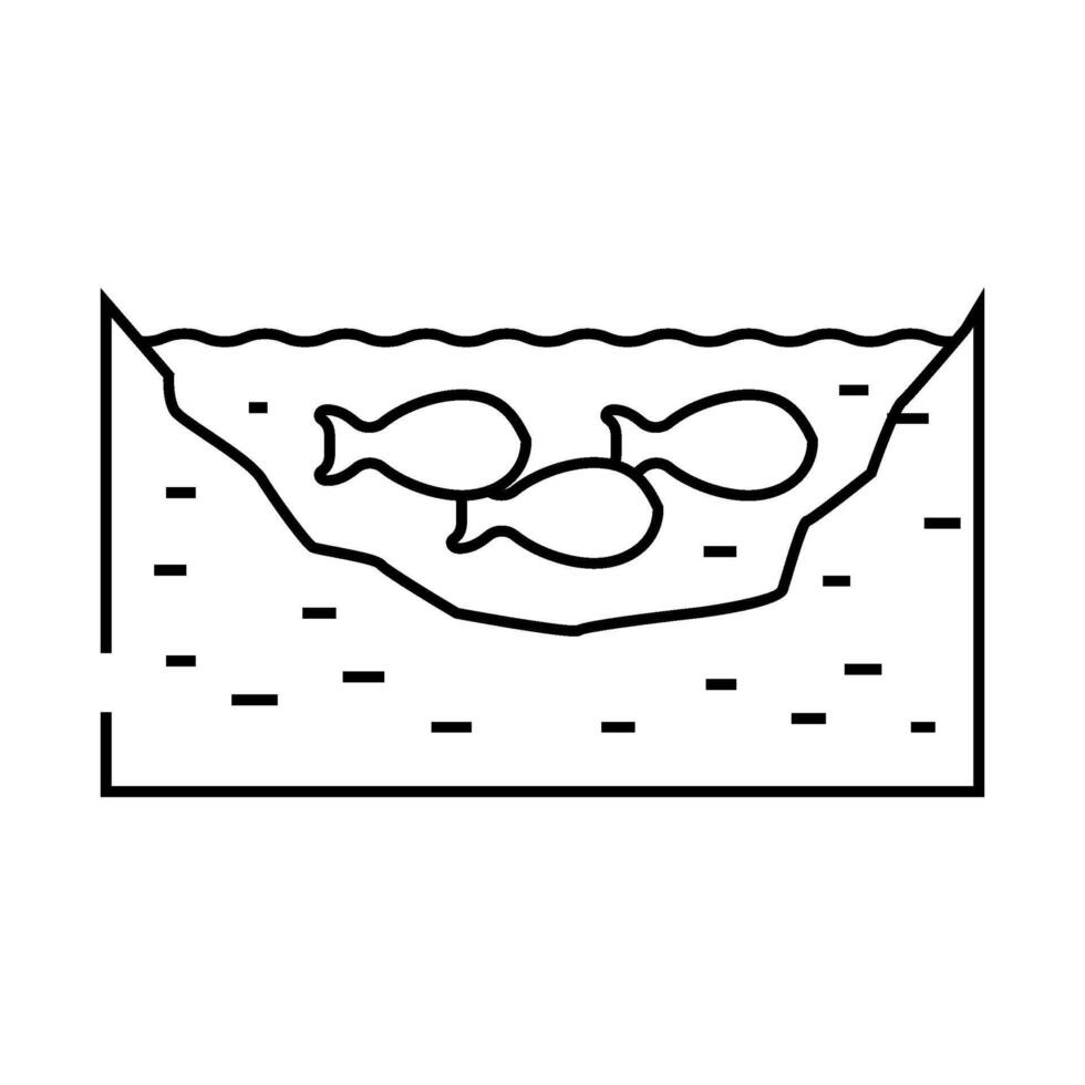 pond fish line icon illustration vector