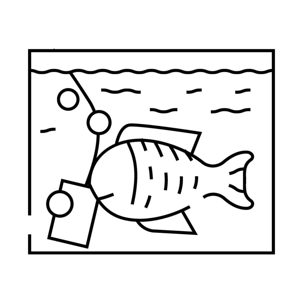 aquarium with fish line icon illustration vector
