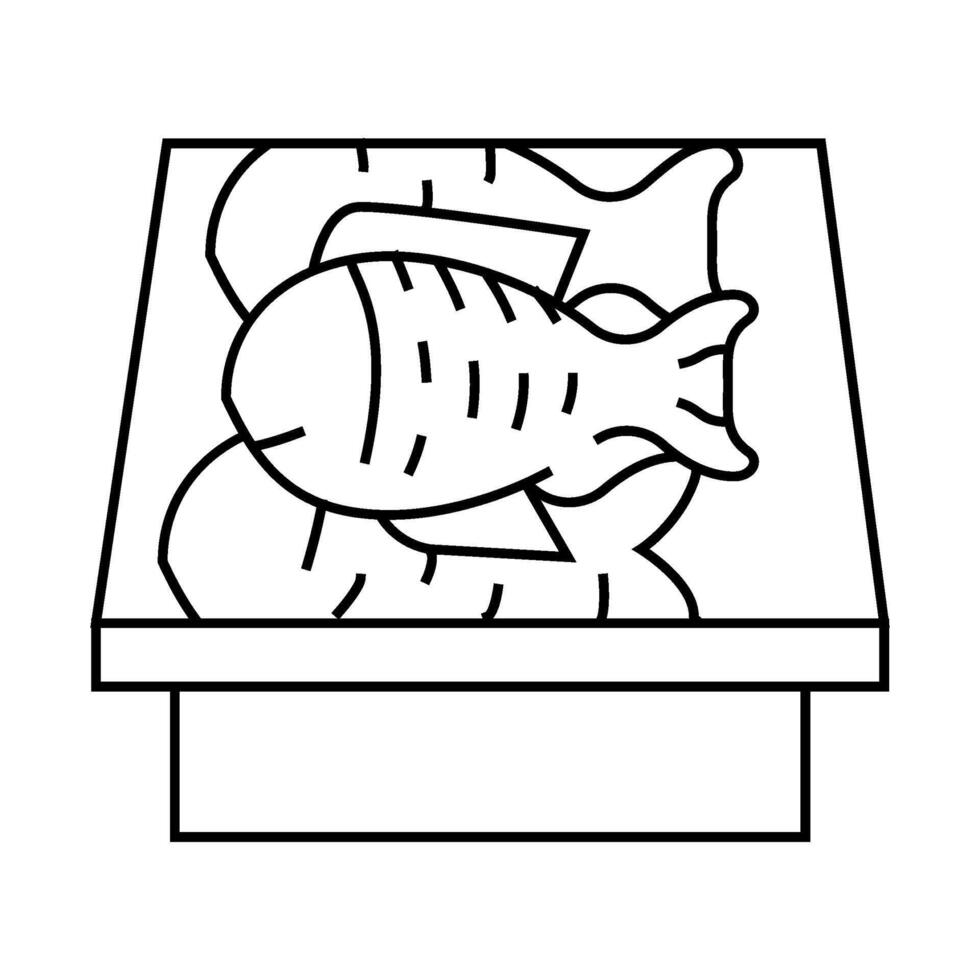 showcase with fish line icon illustration vector