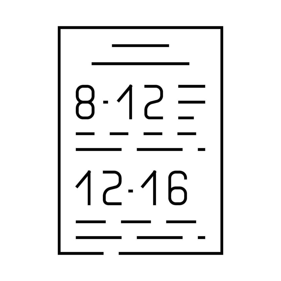schedule of canteen work line icon illustration vector