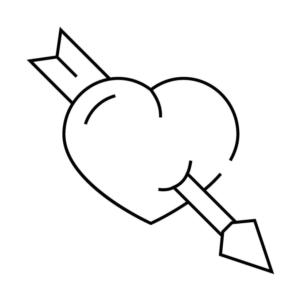 piarced heart line icon illustration isolated vector
