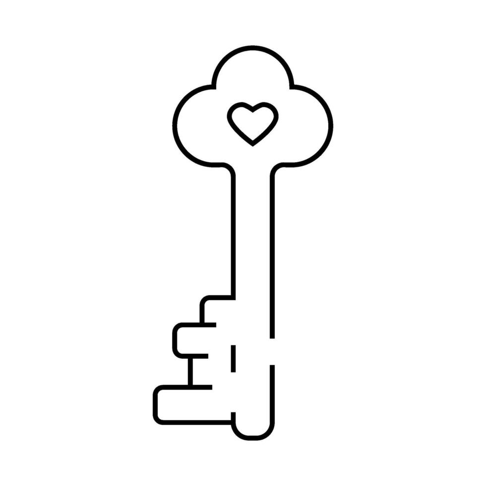 key for heart line icon illustration vector