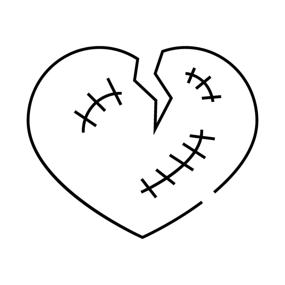 broken heart line icon illustration isolated vector