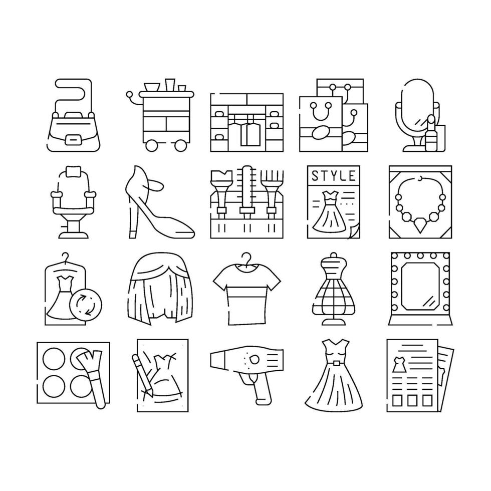 Stylist Accessory Collection Icons Set vector