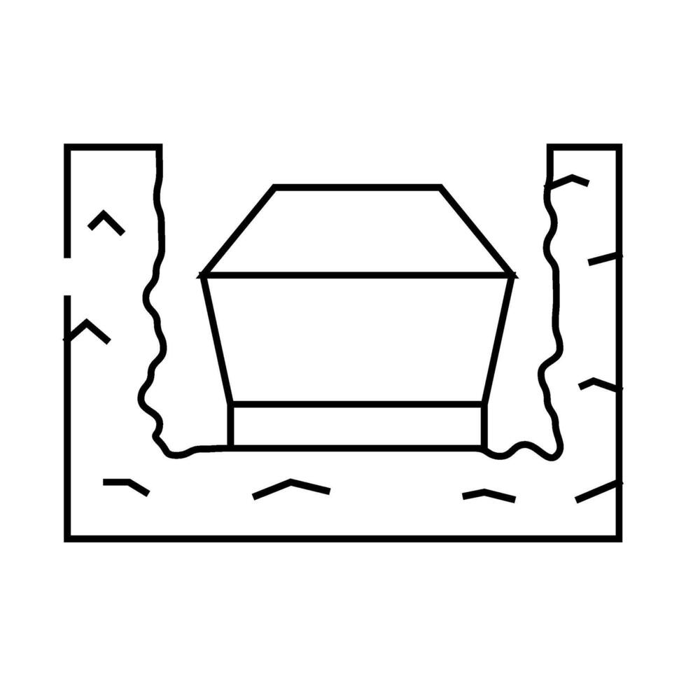 coffin in ground line icon illustration vector
