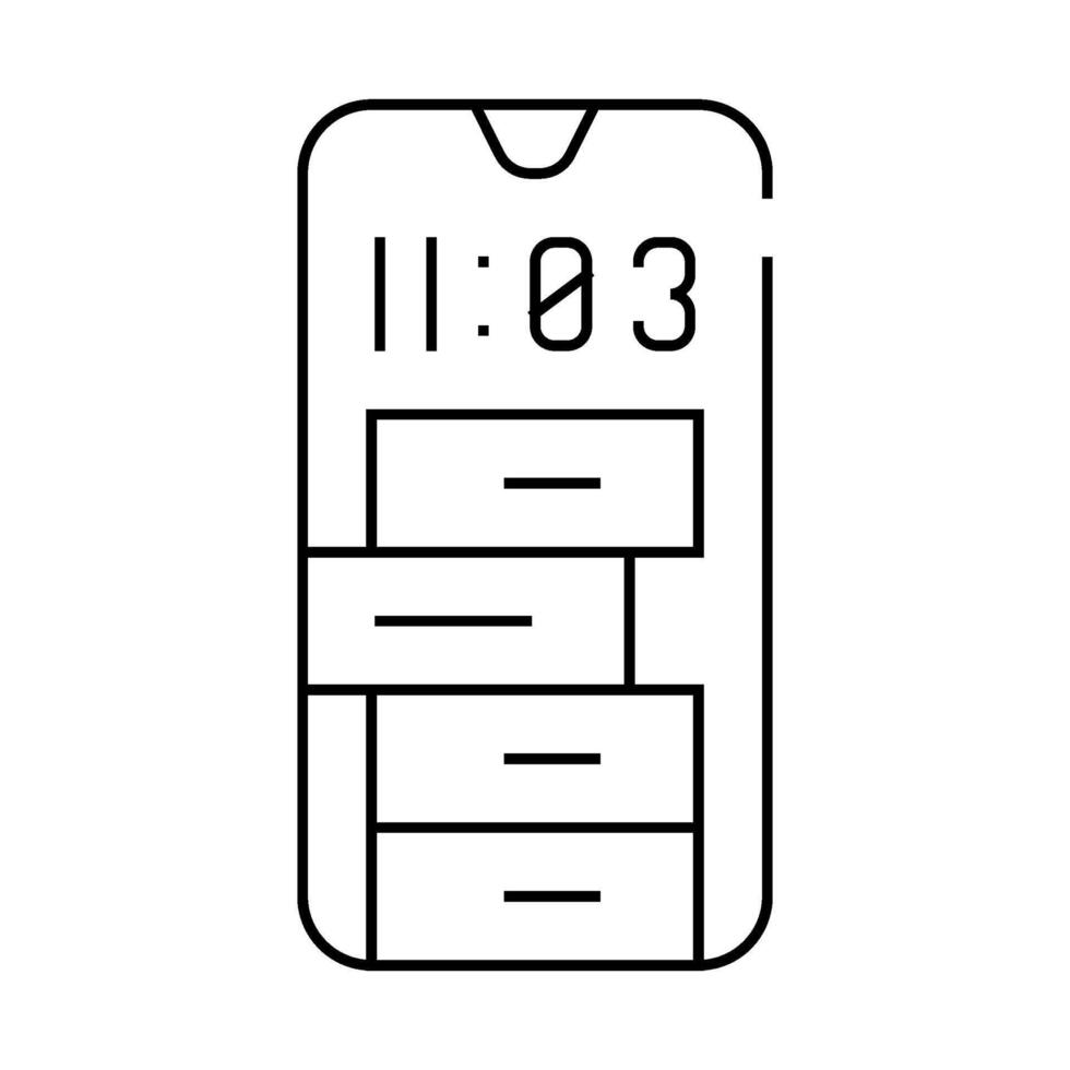 smartphone clock line icon illustration vector