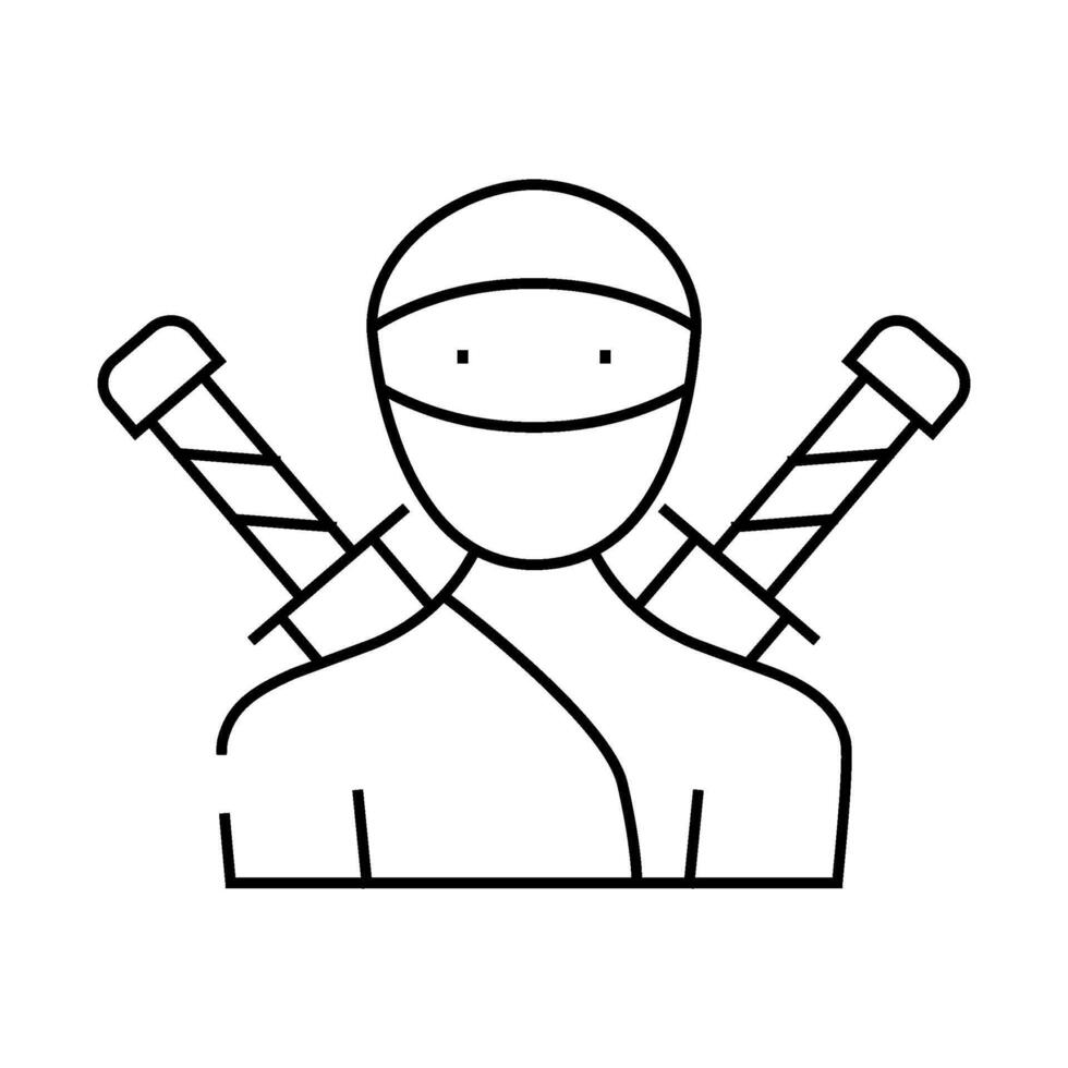ninja fantasy character line icon illustration vector