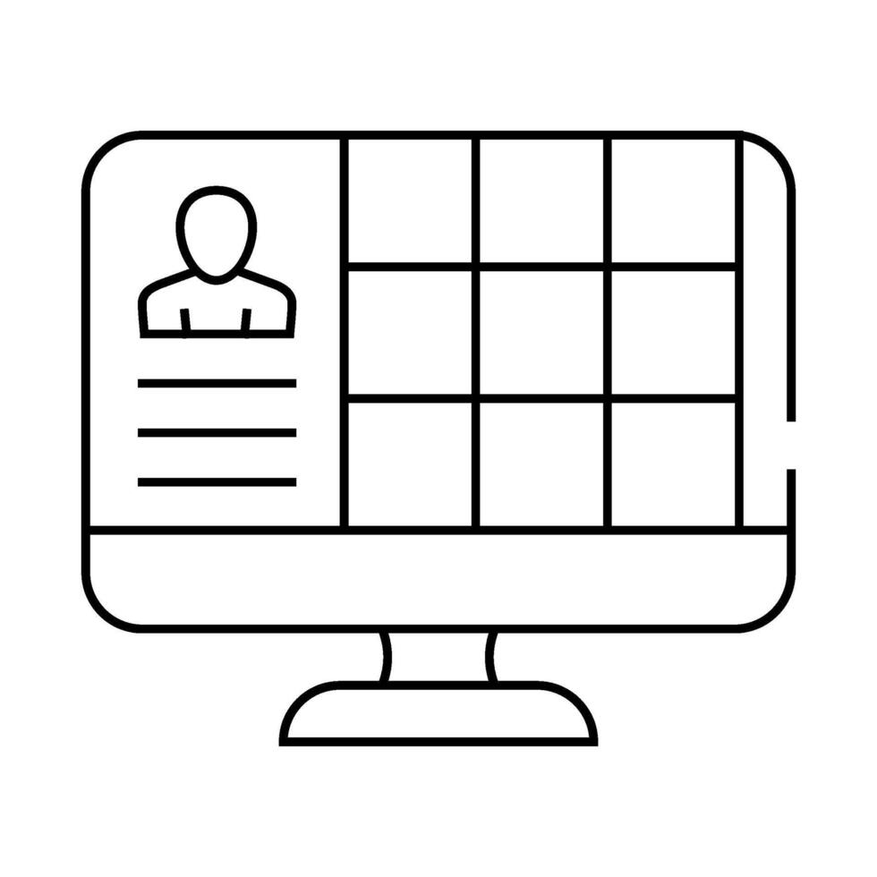conference with large number of participants line icon illustration vector