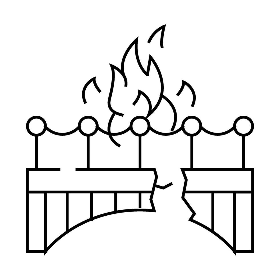 burn bridge and divorce line icon illustration vector