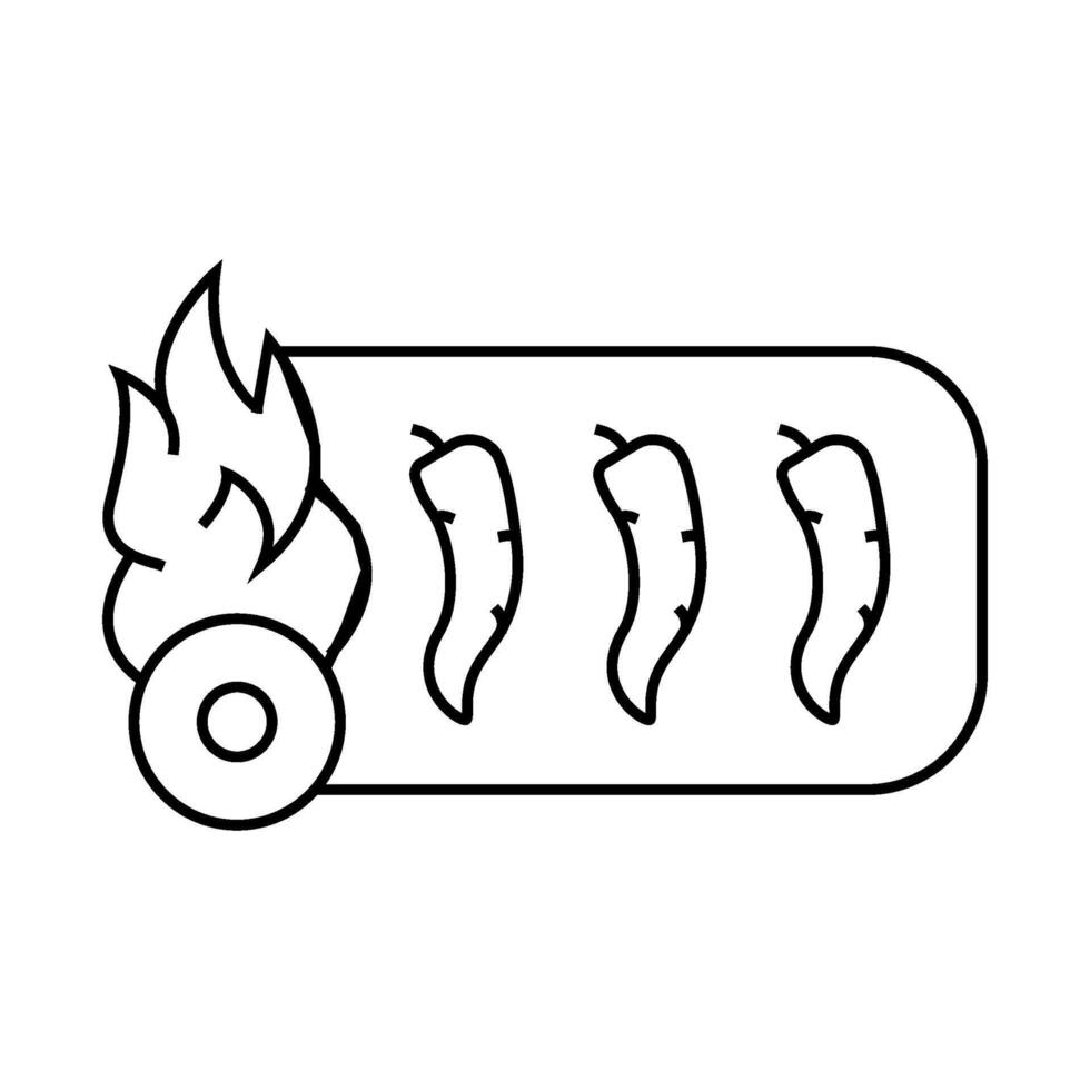 pepper spice label line icon illustration vector
