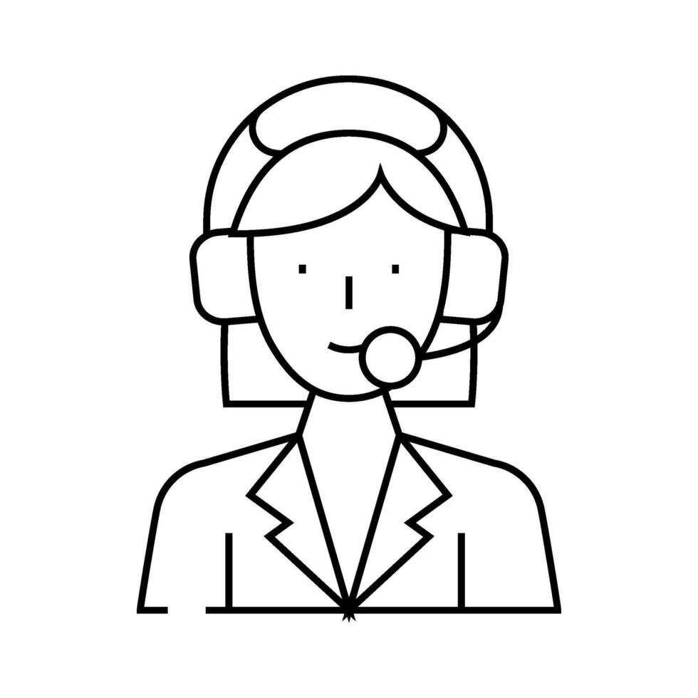call center worker line icon illustration vector