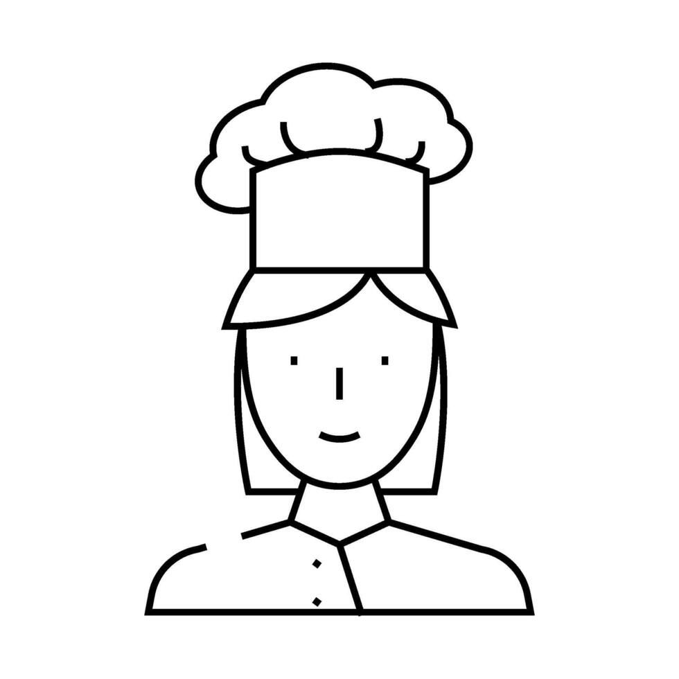 cook chef woman line icon illustration vector