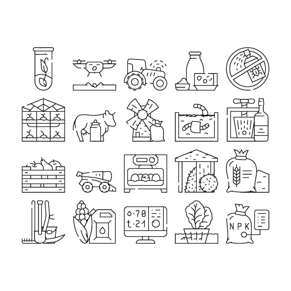 Agriculture Farmland Business Icons Set vector