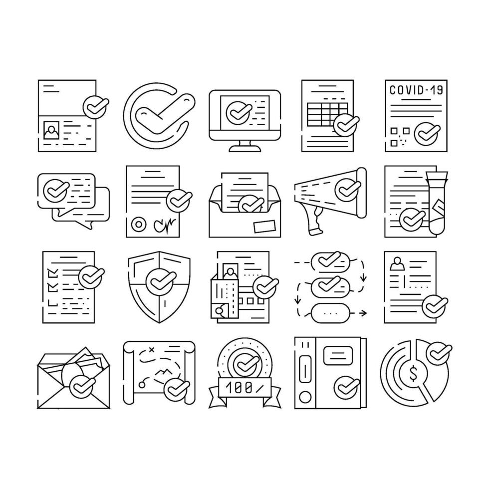 Compliance Quality Procedure Icons Set vector