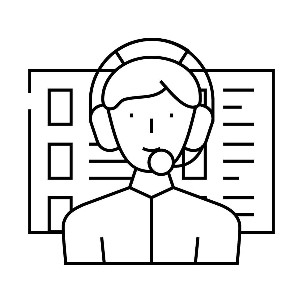 calling call center worker line icon illustration vector