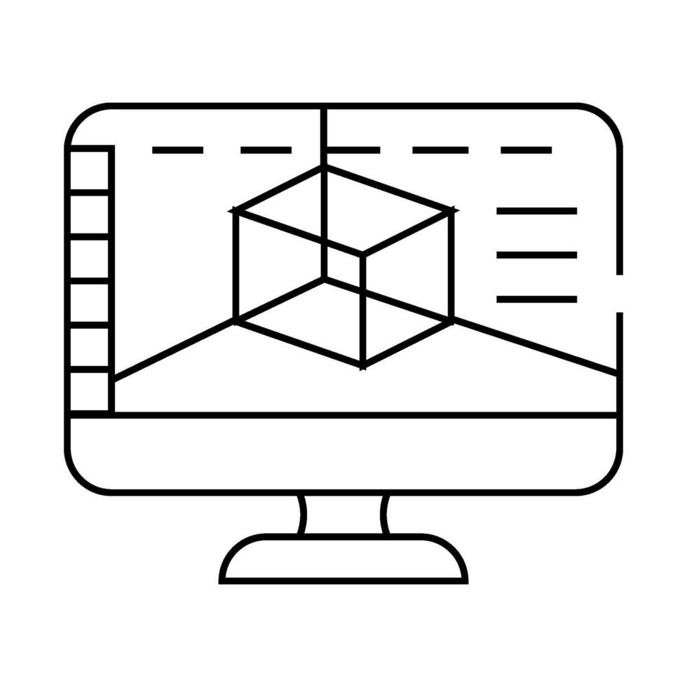 3d software line icon illustration vector