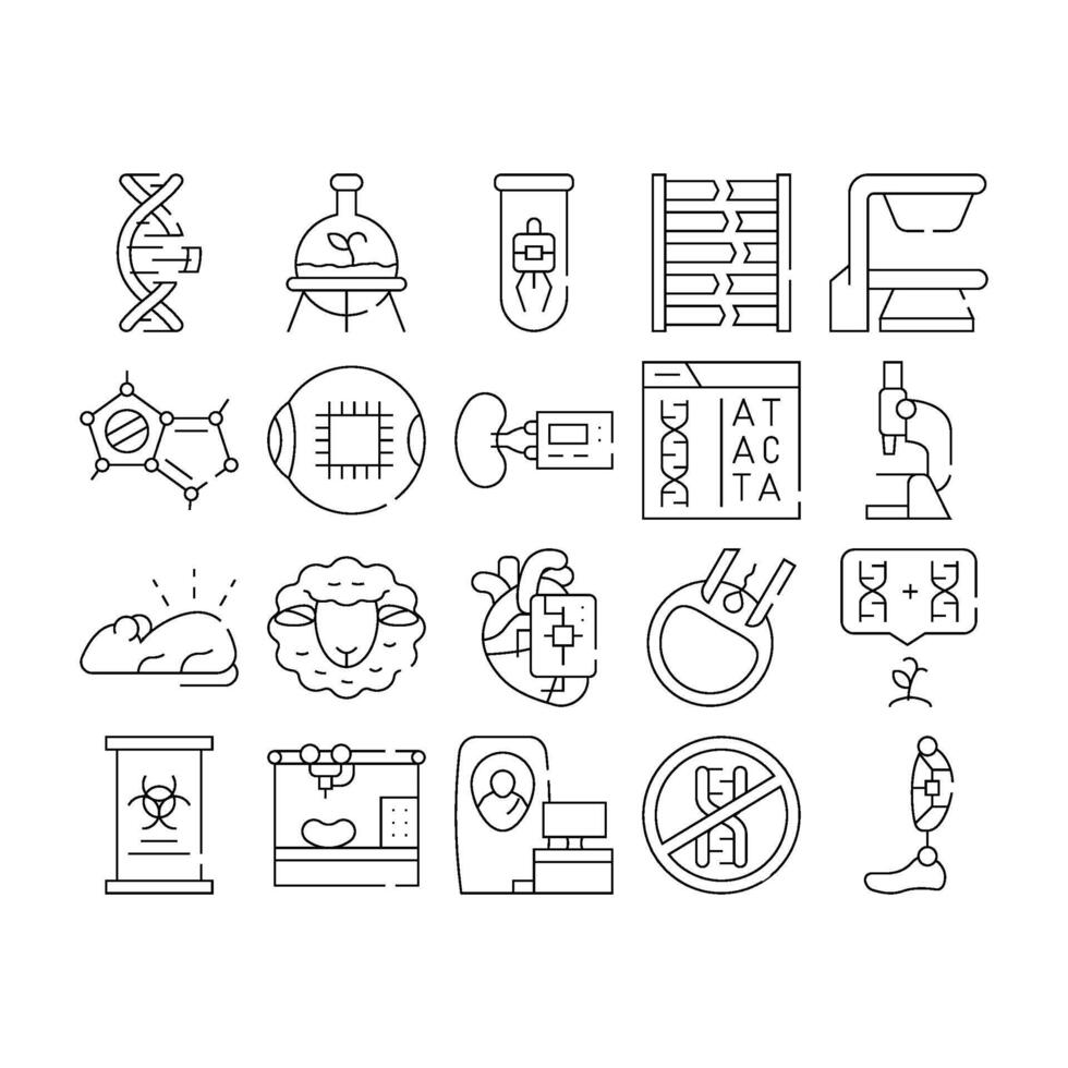 Biotech Technology Collection Icons Set Illustrations vector