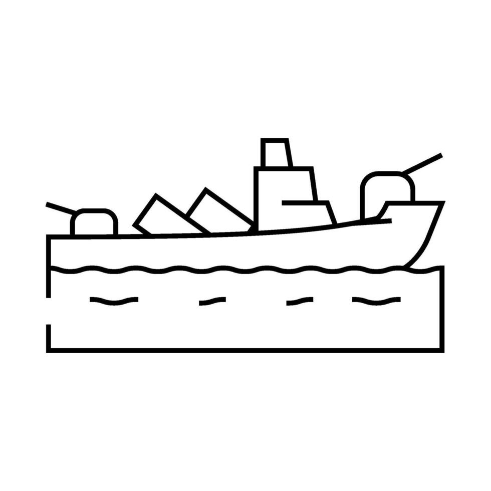 military ship line icon illustration vector