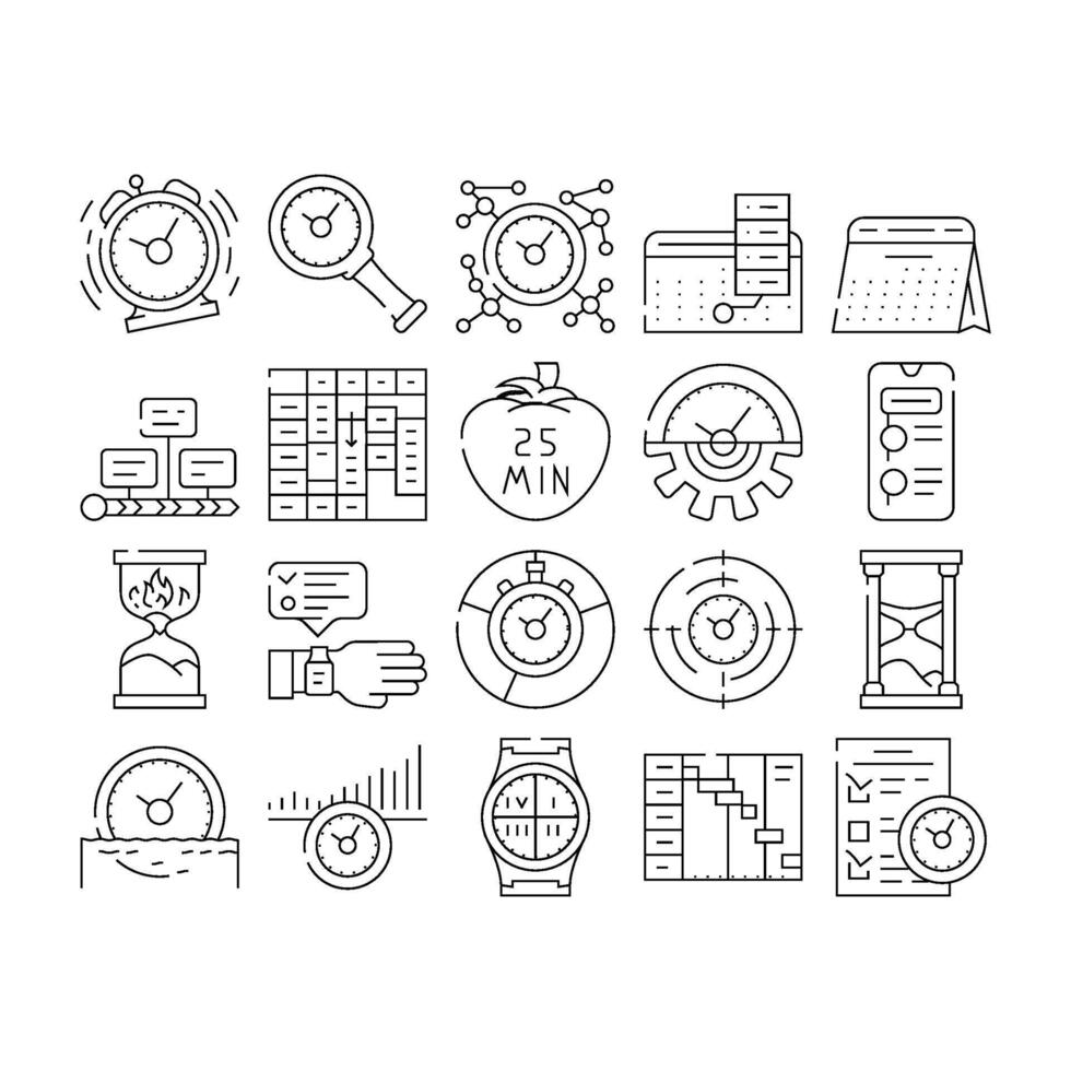Time Management And Planning Icons Set vector
