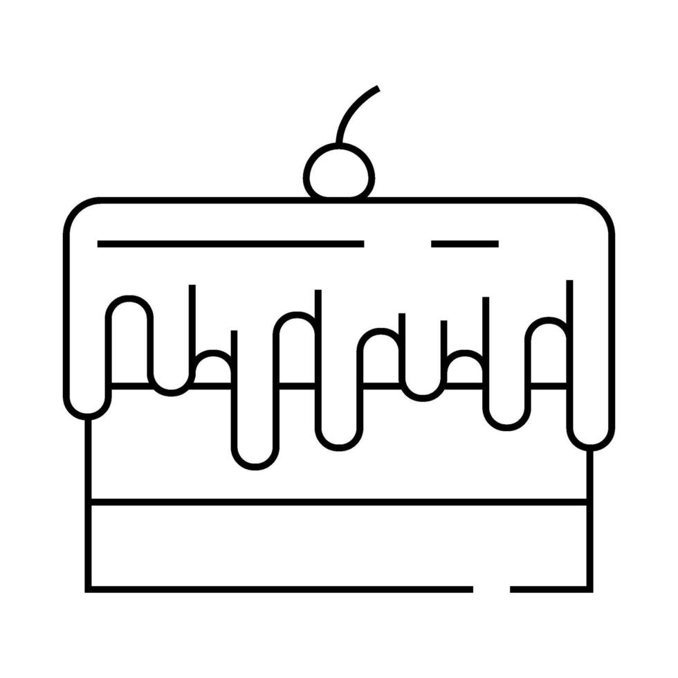cake pie with cherry and cream line icon illustration vector