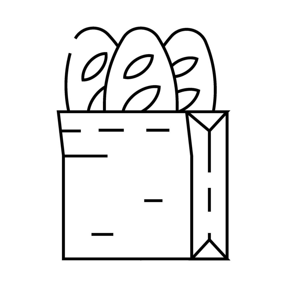 baguette bread line icon illustration vector
