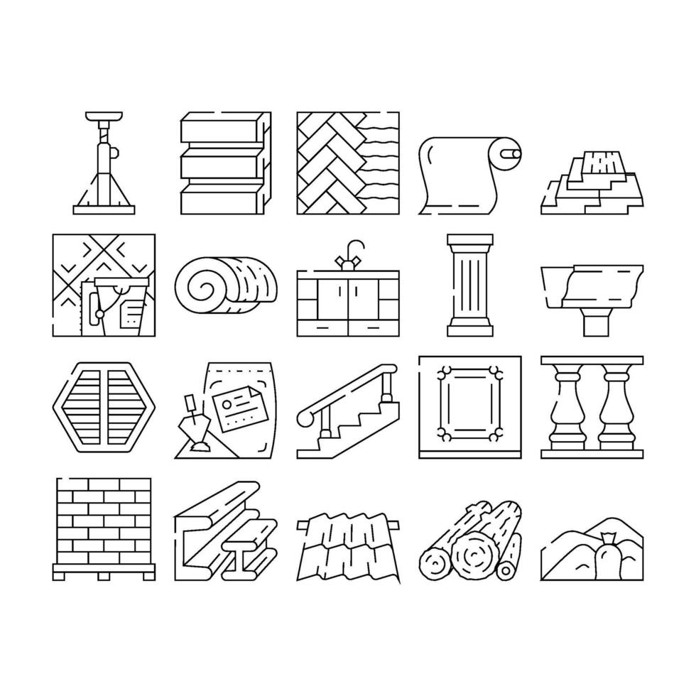 Building Materials And Supplies Icons Set vector
