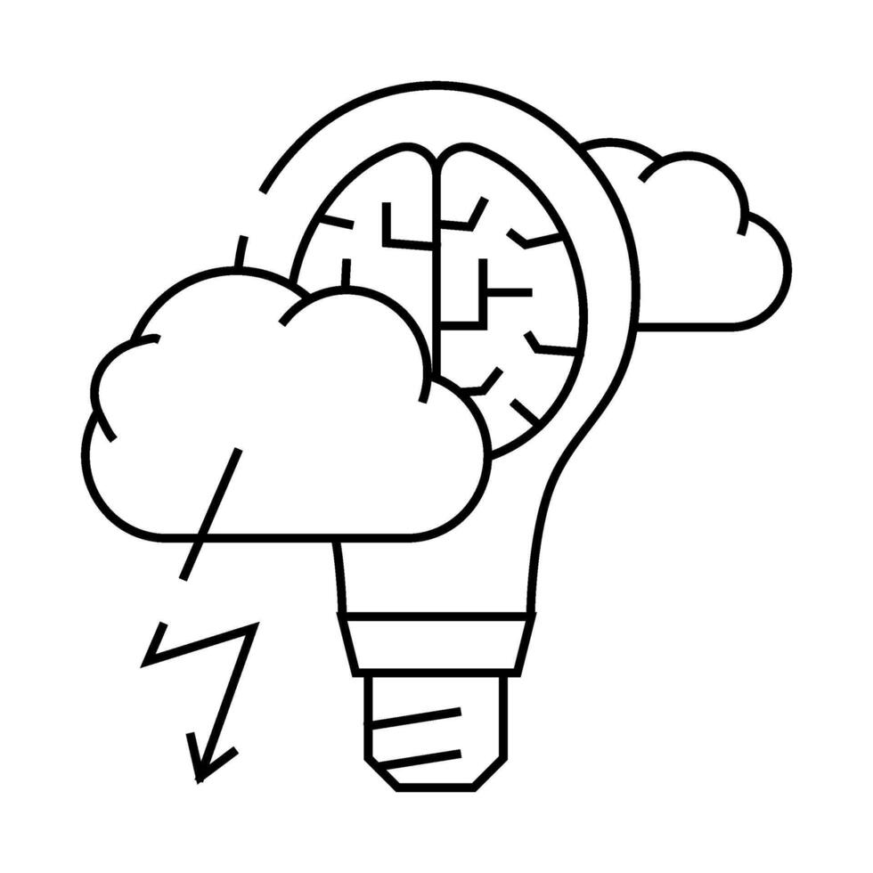 brainstorm light bulb line icon illustration vector