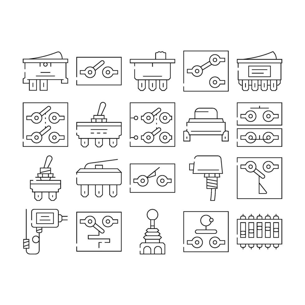 Switch Electricity Accessory Icons Set vector
