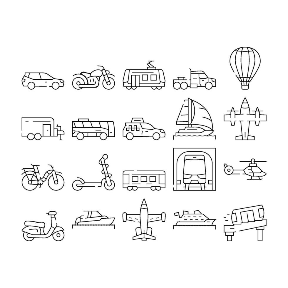 Transport Vehicle And Flying Icons Set vector