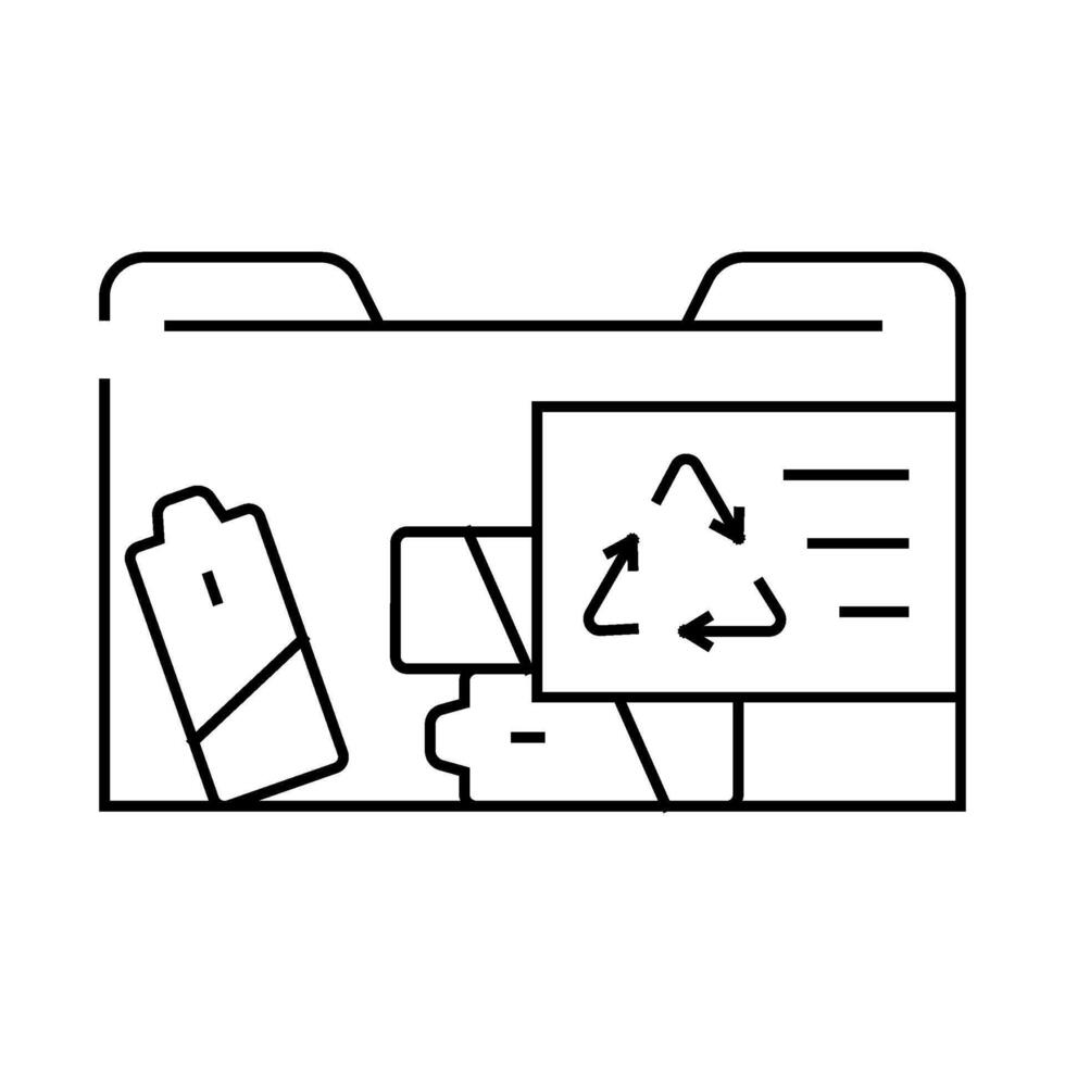 container with batteries line icon illustration vector