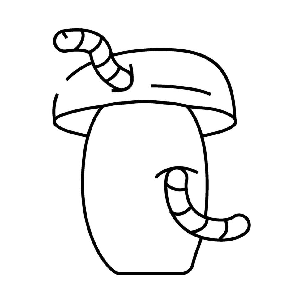 worm mushroom line icon illustration vector