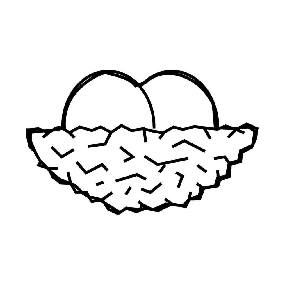 nest with bird eggs line icon illustration vector