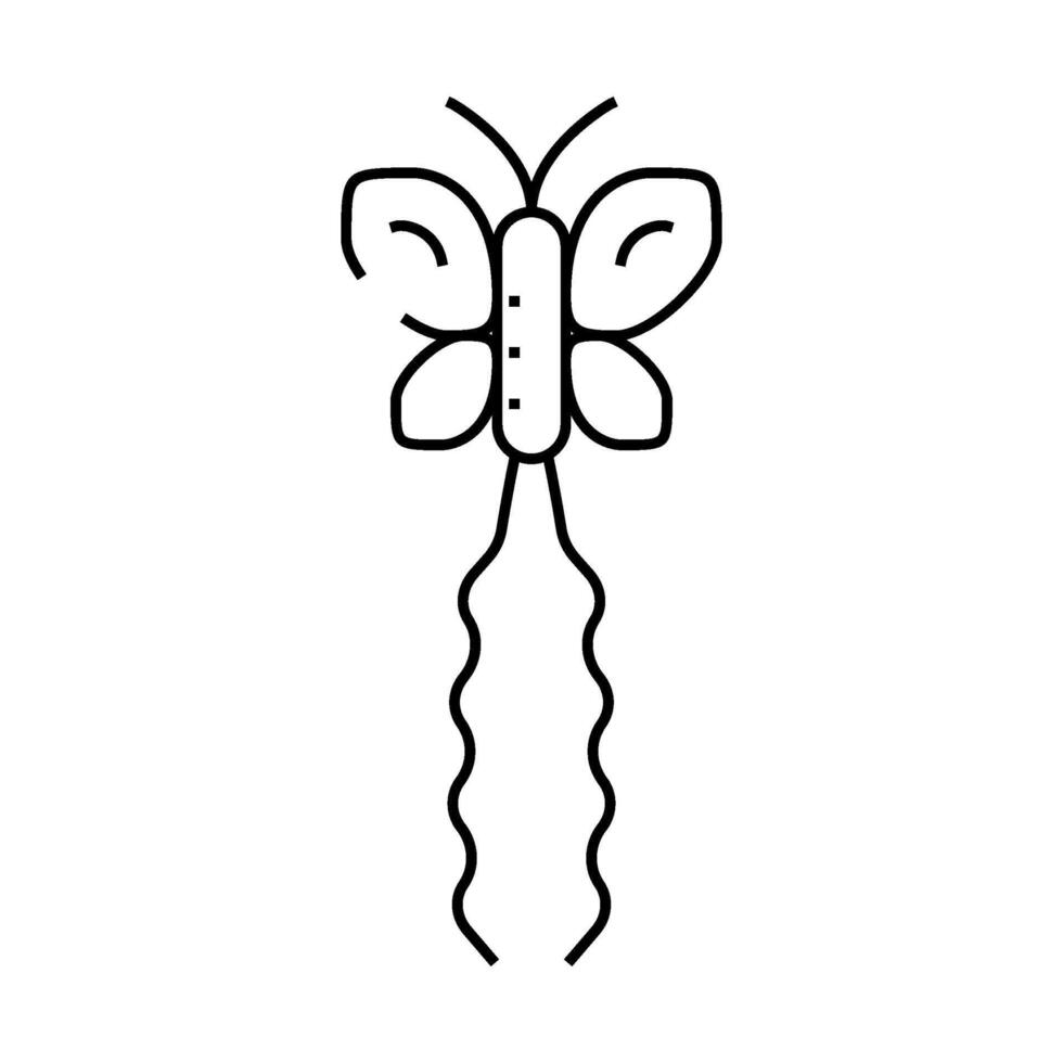 hair pin with butterfly decoration line icon illustration vector