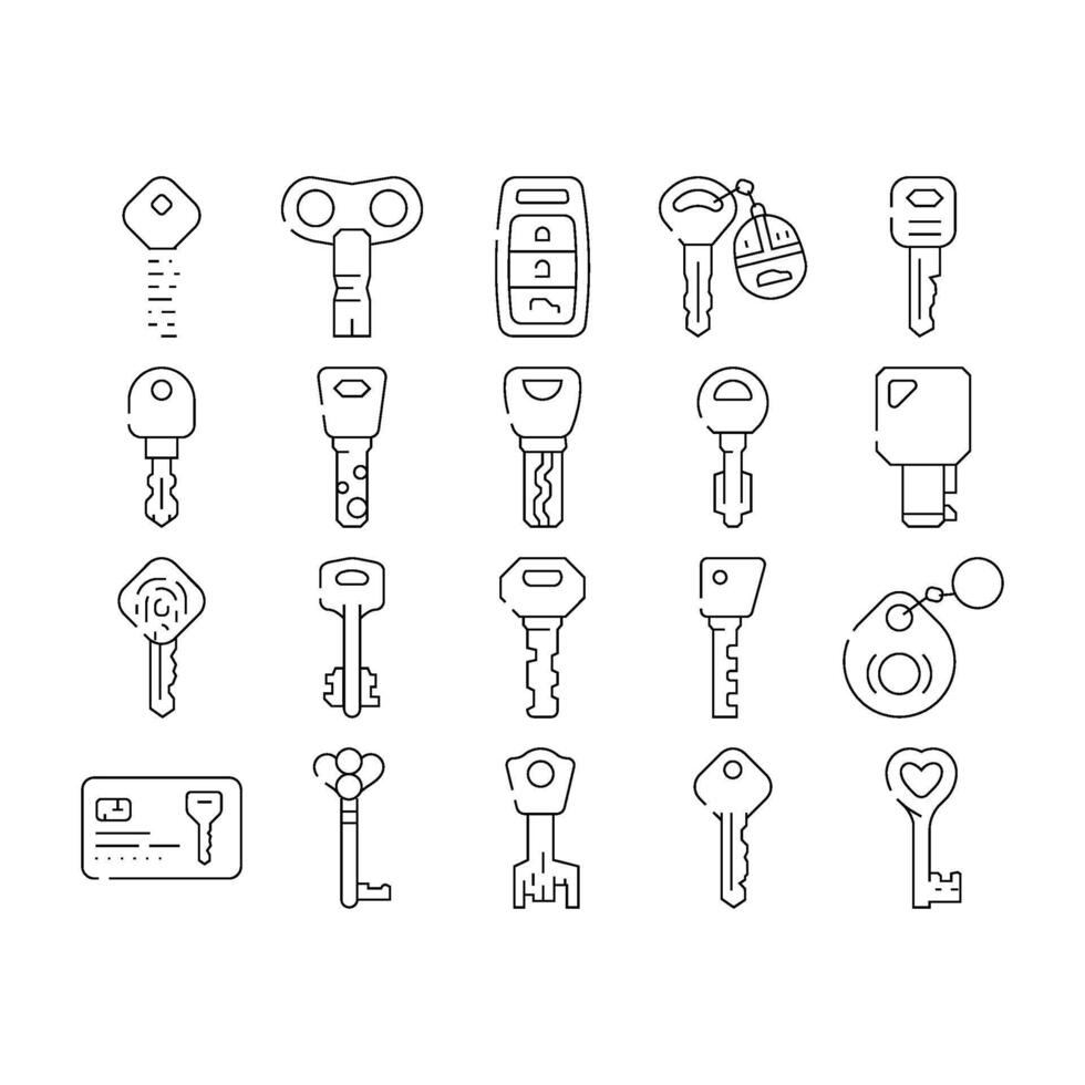 Key For Open And Close Padlock Icons Set vector