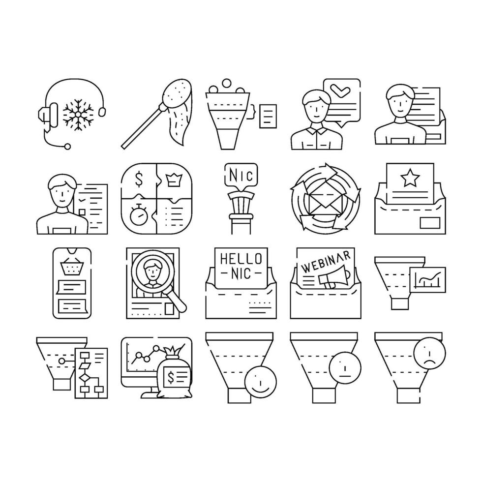 lead generation customer business icons set vector