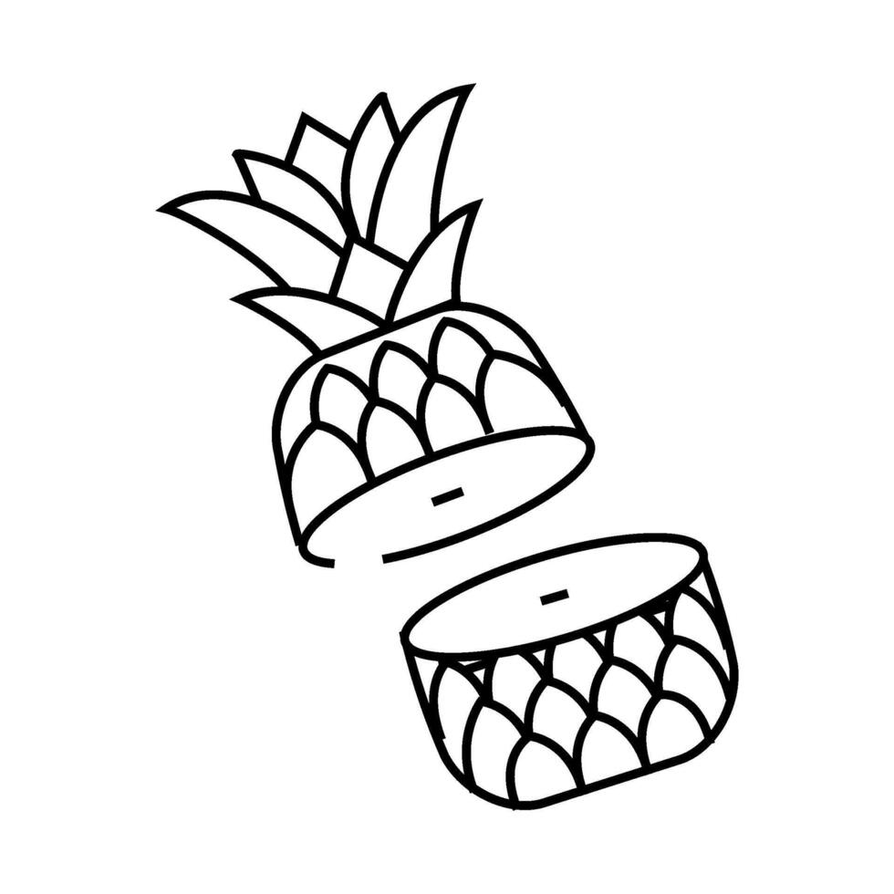 cut half a pineapple line icon illustration vector