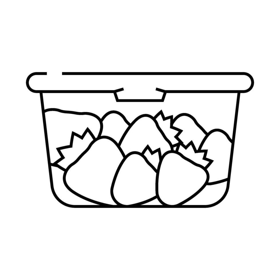 container plastic strawberries line icon illustration vector