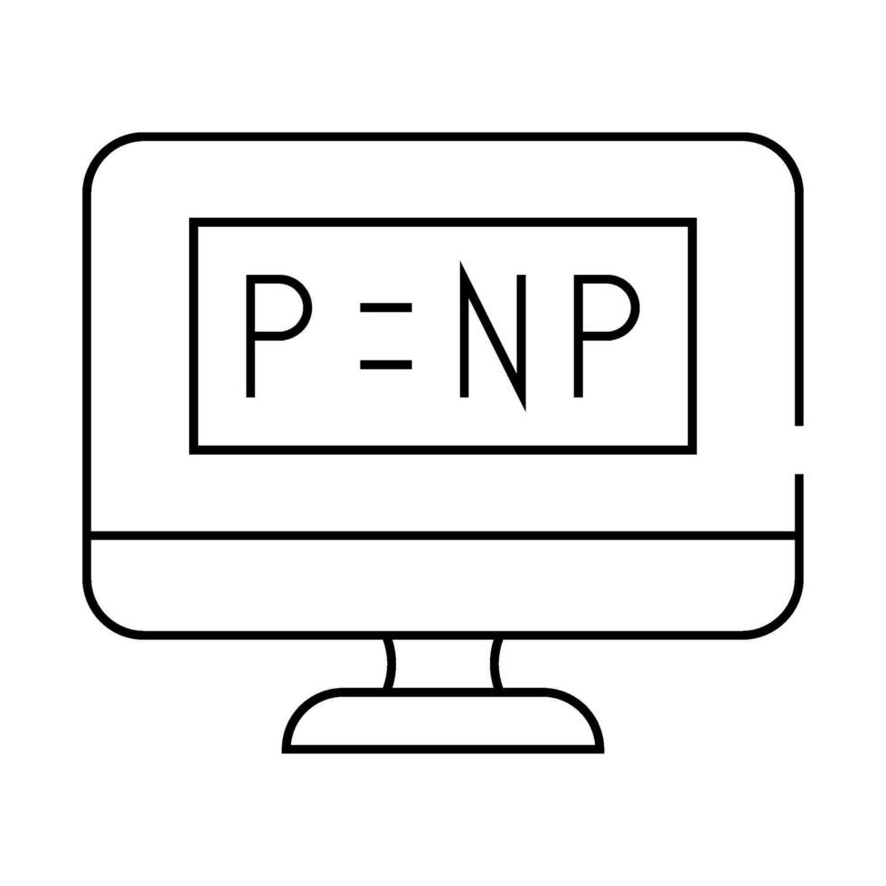 P vs NP unsolved problem in computer science line icon illustration vector